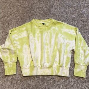 Lime Green Tie-Dye crop crew neck